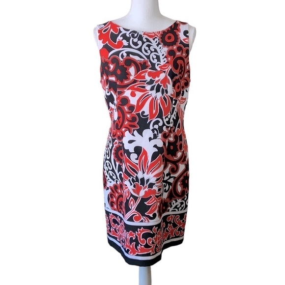 Perceptions Petite Floral Sleeveless Midi Sheath Dress Size 14P - Picture 1 of 6